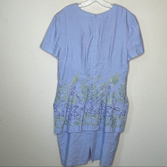 Vintage Maggy London‎ Linen Blend Embroidered Dress - Picture 4 of 7